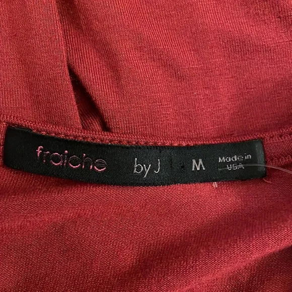 Fraiche by J Red V-Neck Long Sleeve Faux Wrap Stretch Knit Dress - Picture 6 of 11